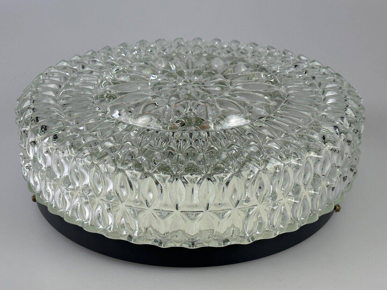 60s 70s ceiling lamp Hustadt Leuchten Germany Plafoniere glass & metal