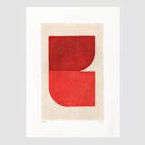 Abstract painting 30x40cm minimalist illustration red signed Eawy