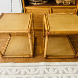 Set of two rattan bedside or side tables