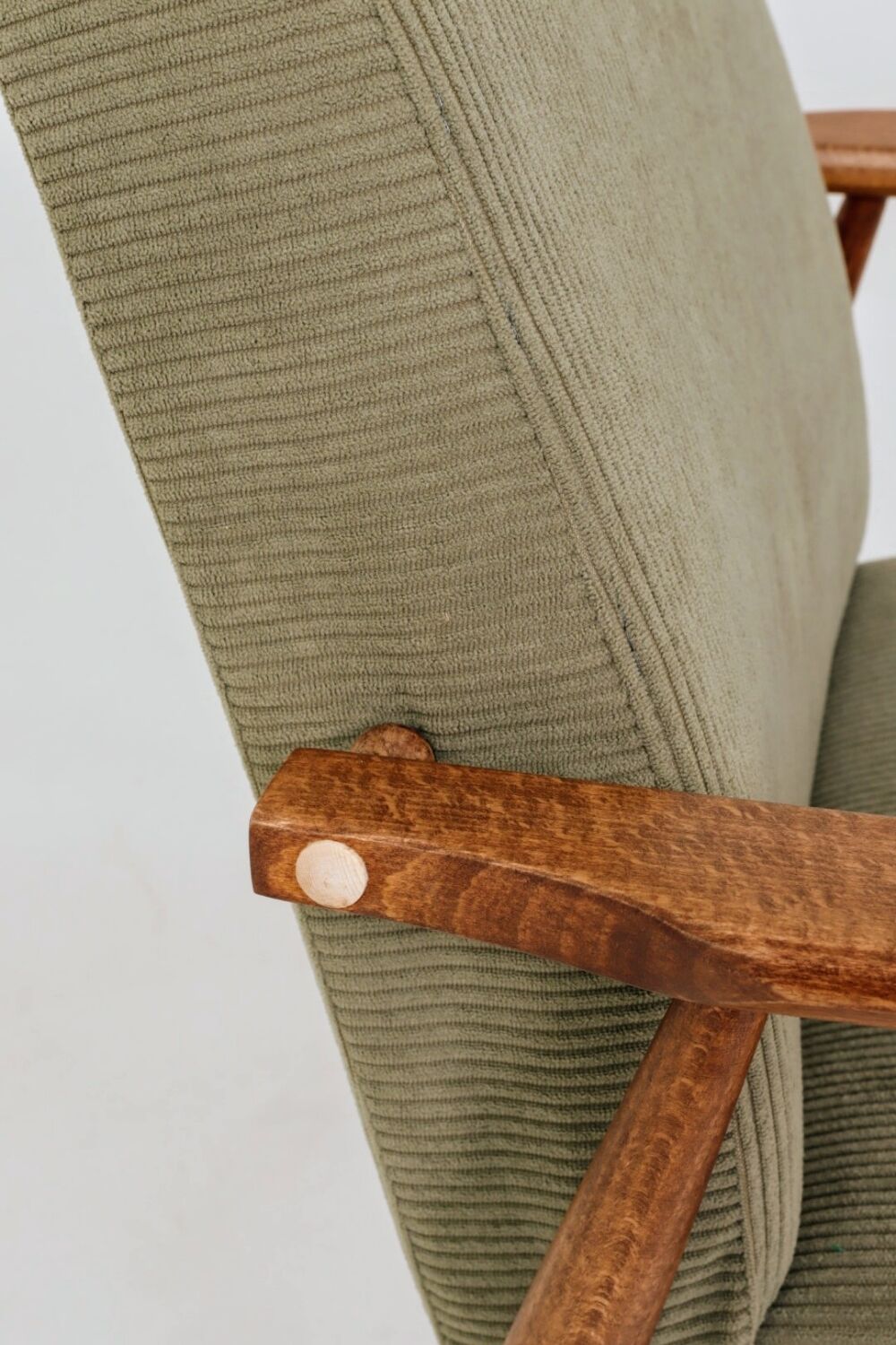 Scandinavian armchair khaki corduroy design by H.Lis 