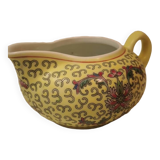 Cruche ou Pot à Lait en Porcelaine Jaune Chinoise Vintage. Signée