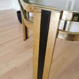 Vintage Brass & Smoked Glass Coffee Table: Mid-Century Italian End Table