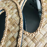 2 mirrors in natural basketry, 49x30 cm