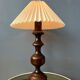 Vintage wooden table lamp with pleated shade