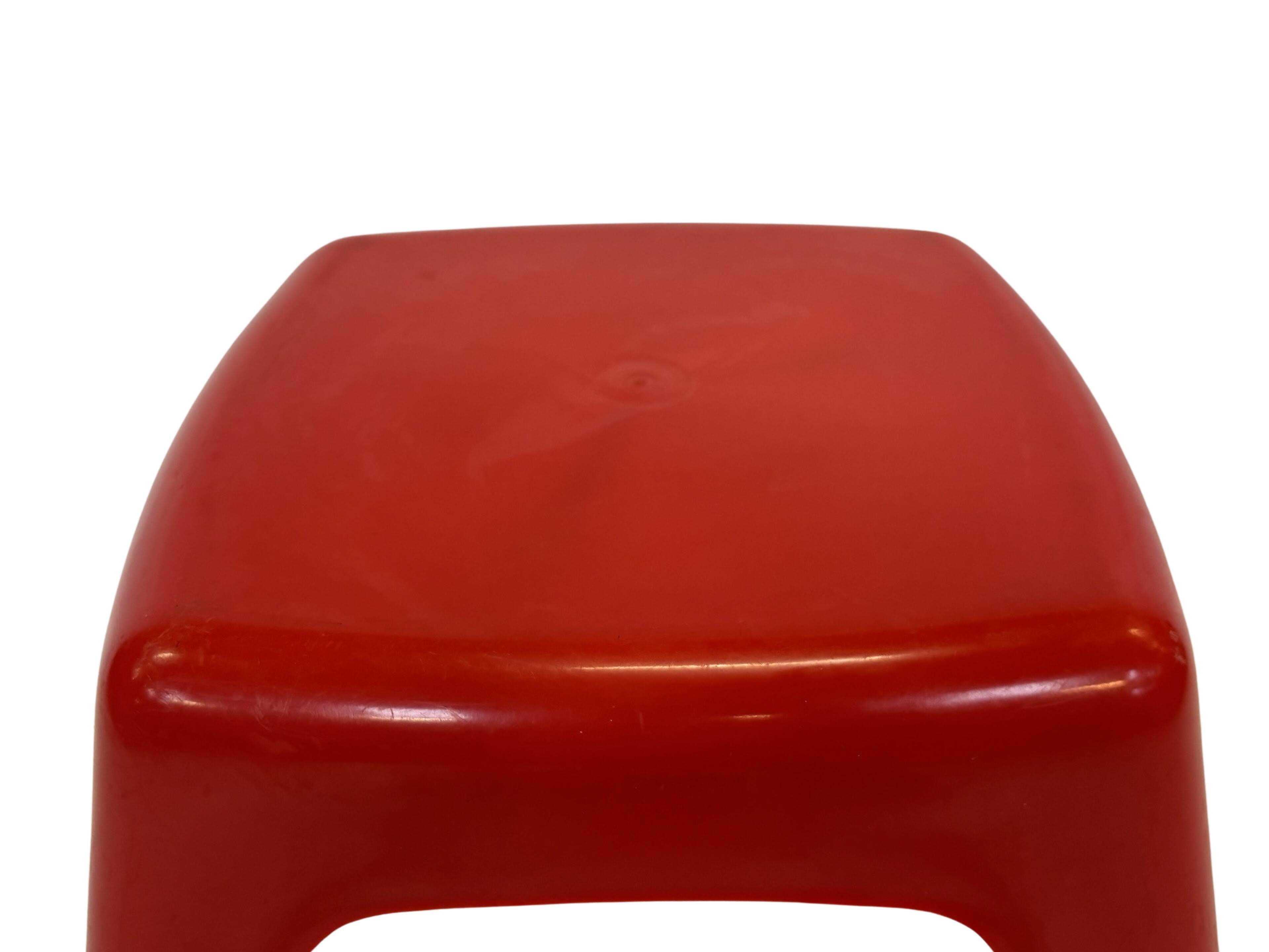 Vintage Space age plastic stool table mid century red plant stand