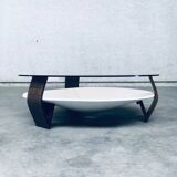 Mid-Century Modern Dutch Wenge & Smoke Glass Coffee Table, Netherlands, 1960s