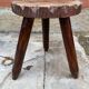 Tabouret de Traite Ancien Tripode Bois Brut Art Populaire Vintage #C60