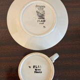 Set of 6 Digoin Sarreguemines Plaid cups and saucers