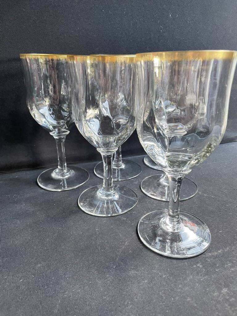 6 Daum water glasses with gold putoises