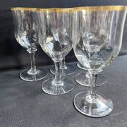 6 Daum water glasses with gold putoises