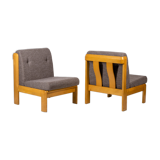 Pair of armchairs in beech and fabric, 1960s