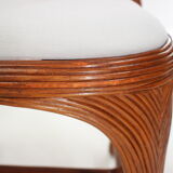 Set of 6 Antique Rattan Dining Chairs with Cane Backrest