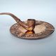 Ashtray and bronze candle holder with the 12 astrological signs of the zodiac