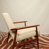 Scandinavian armchair and foot rest beige buckle design by H.lis