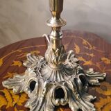 lampe bronze et  abat jour  verre teinté & gravé à l'acide / Art Nouveau , produit d epoque