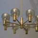 Mid-century 8-arm brass & glass chandelier