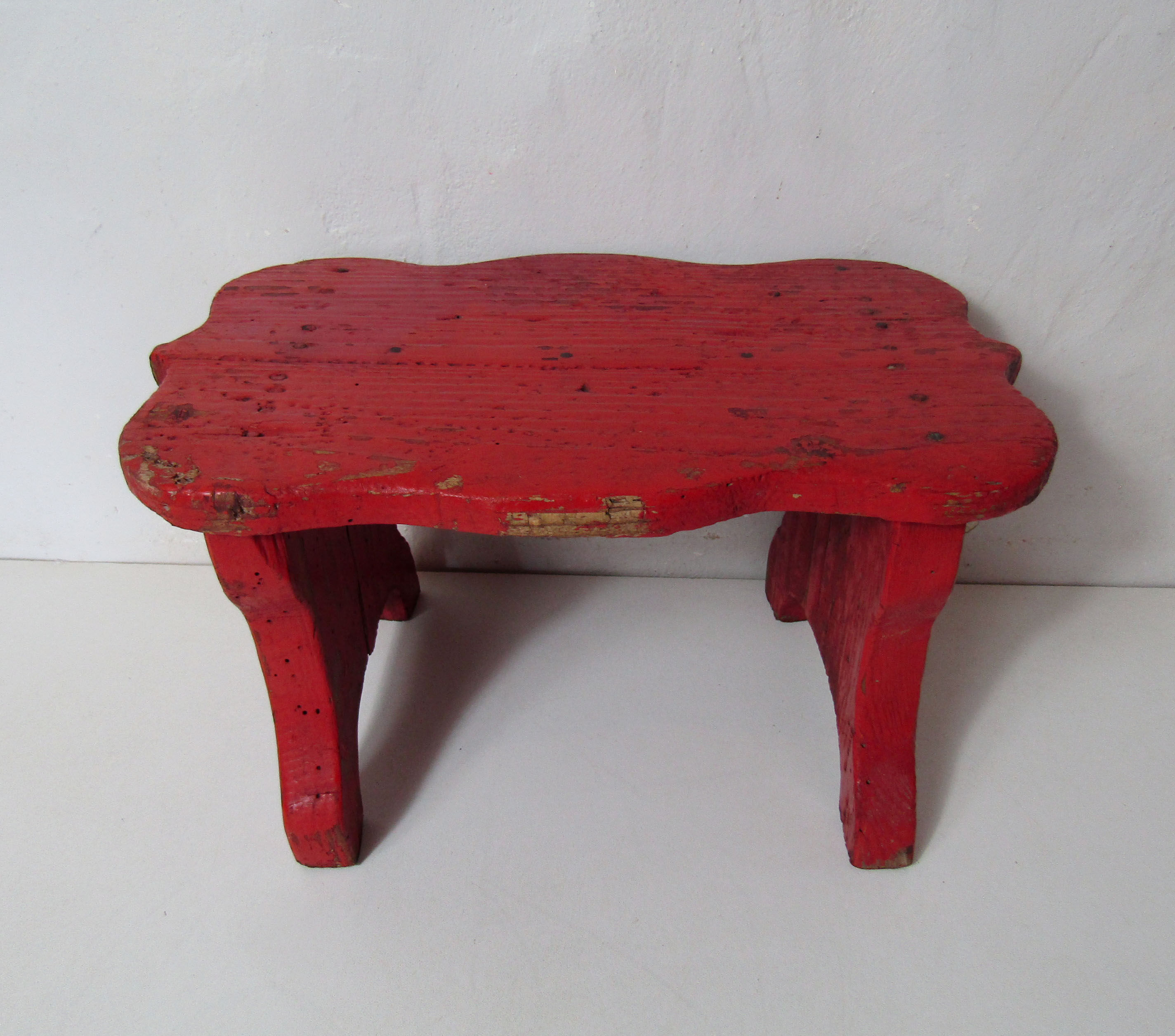 Old wooden bench red vintage vermilion