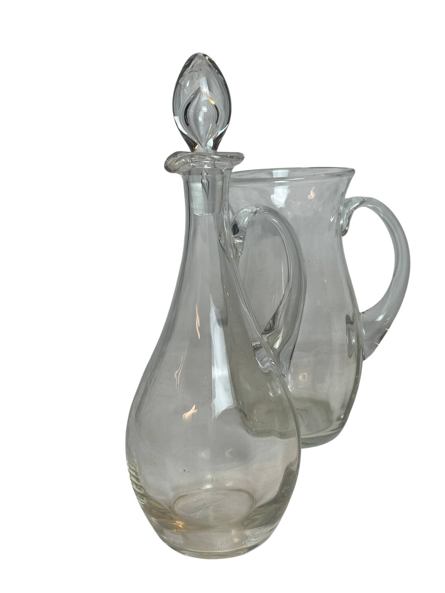 Tableware, faceted crystal carafe and pitcher, 20th century
