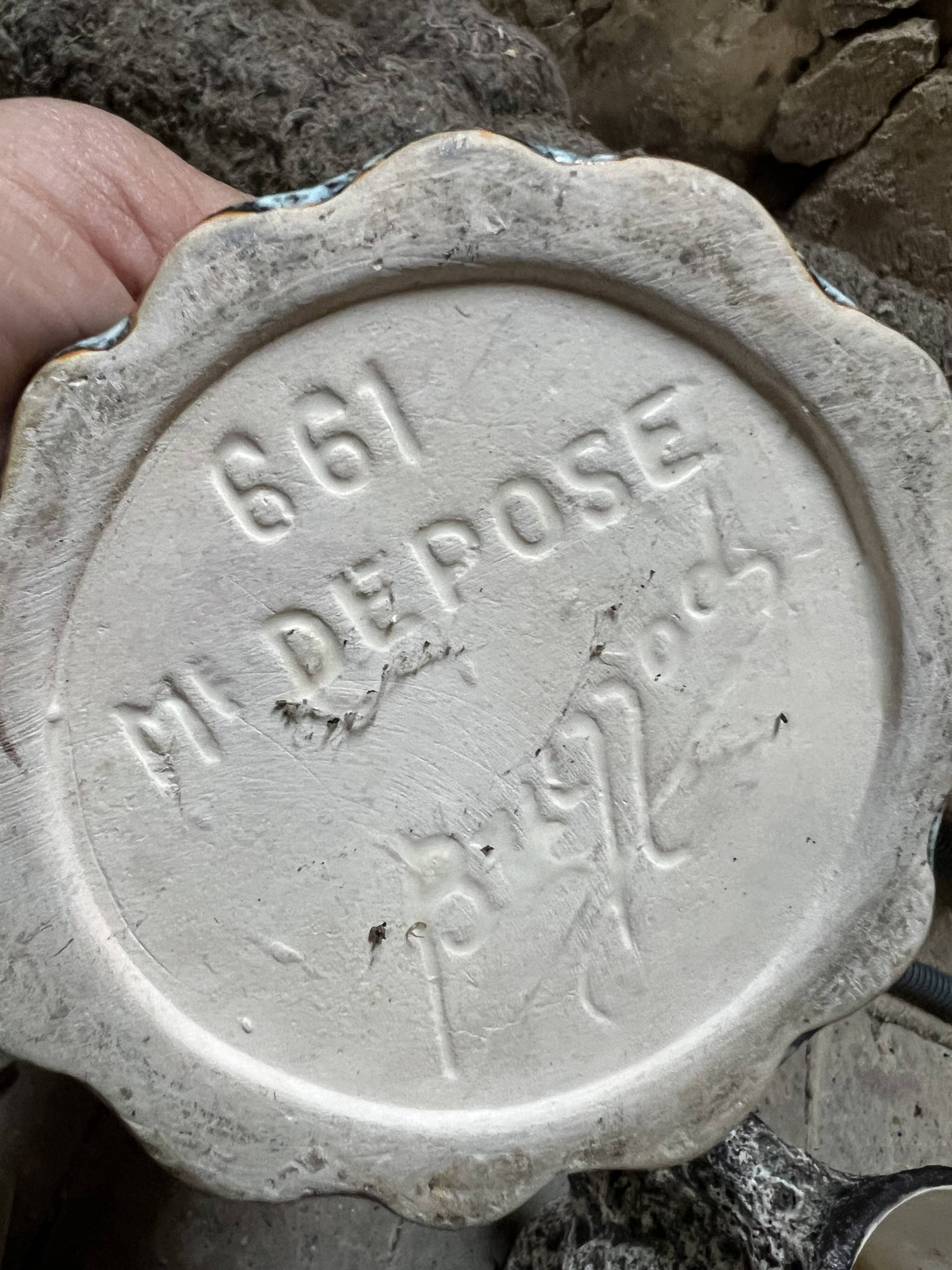 Vintage blue-green glazed ceramic tulip vase, stylized floral shape