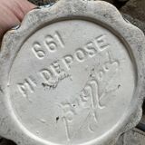 Vintage blue-green glazed ceramic tulip vase, stylized floral shape