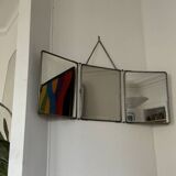 Large vintage barber's triptych mirror 1960