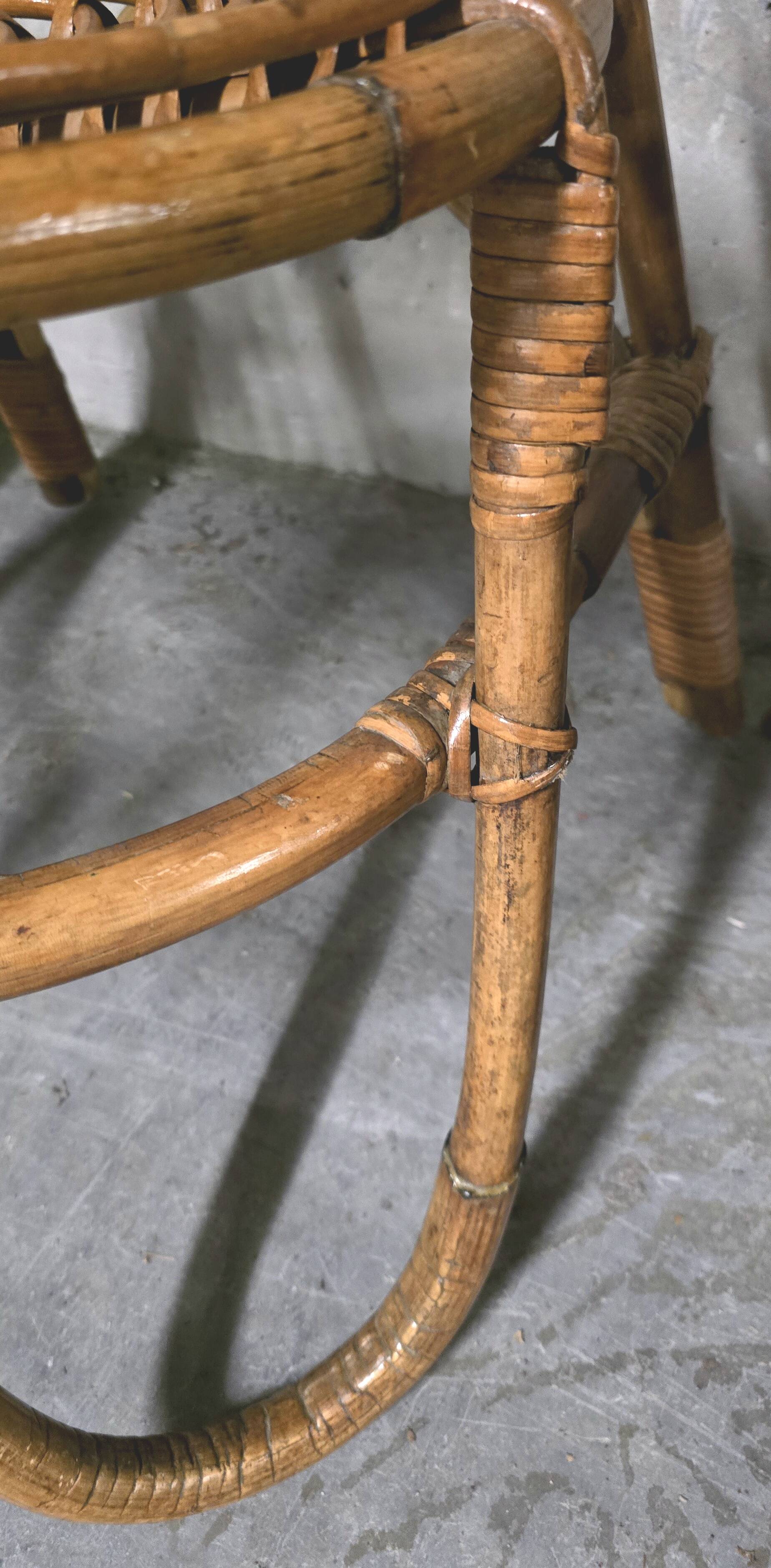 Set of 4 bamboo chairs produced, 1960