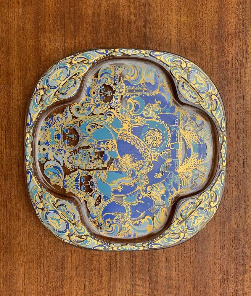 Limited edition German vintage Christmas wall plate by Bjørn Wiinblad for Rosenthal, 1978