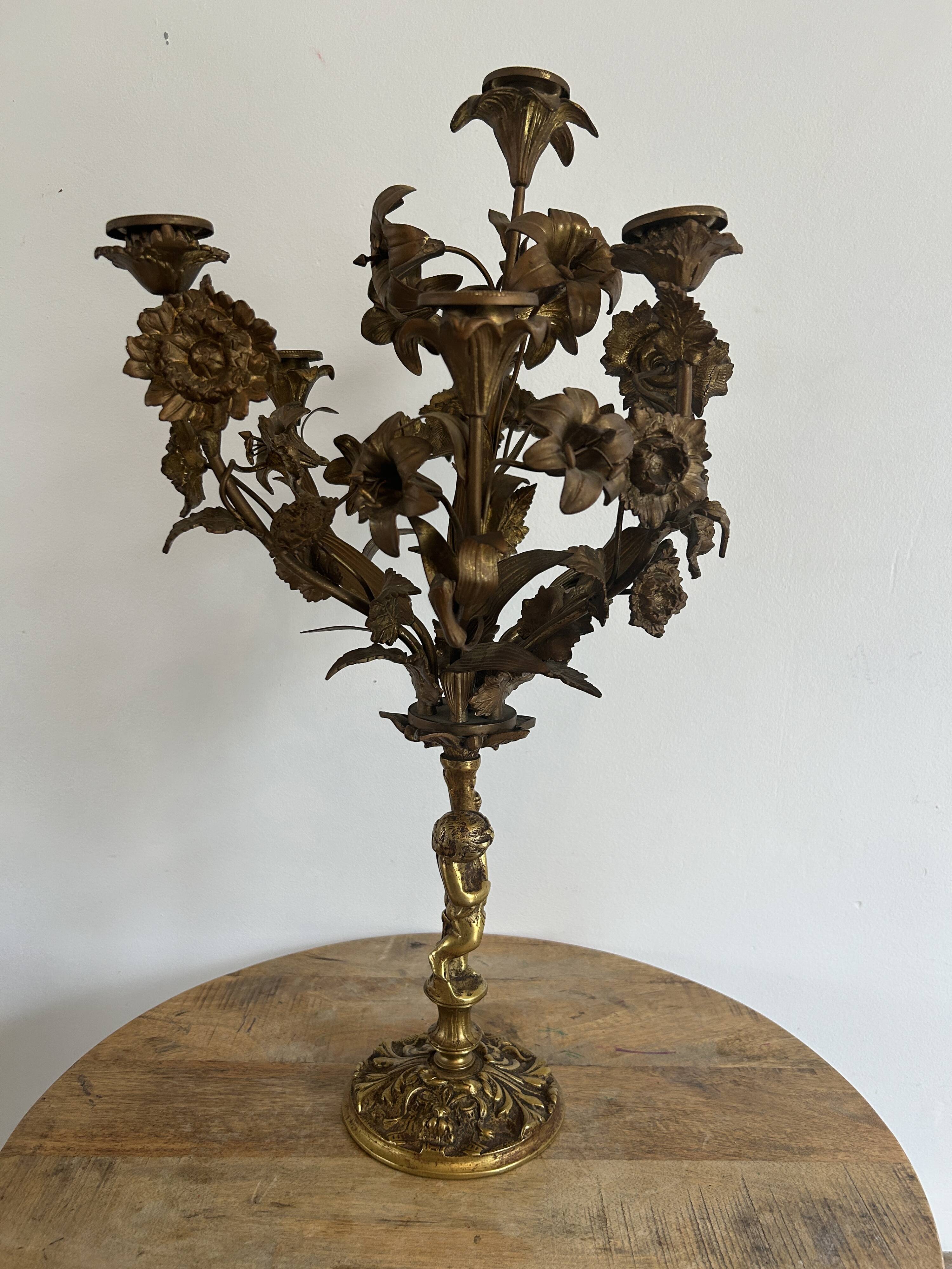 Gilded bronze candelabrum from the Napoléon III period.