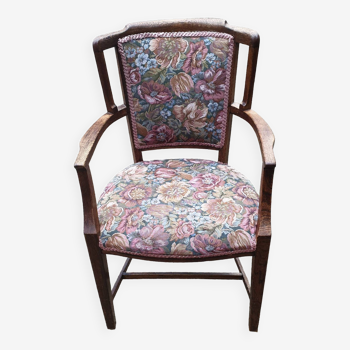 Rustic armchair with canvas tapestry 1900