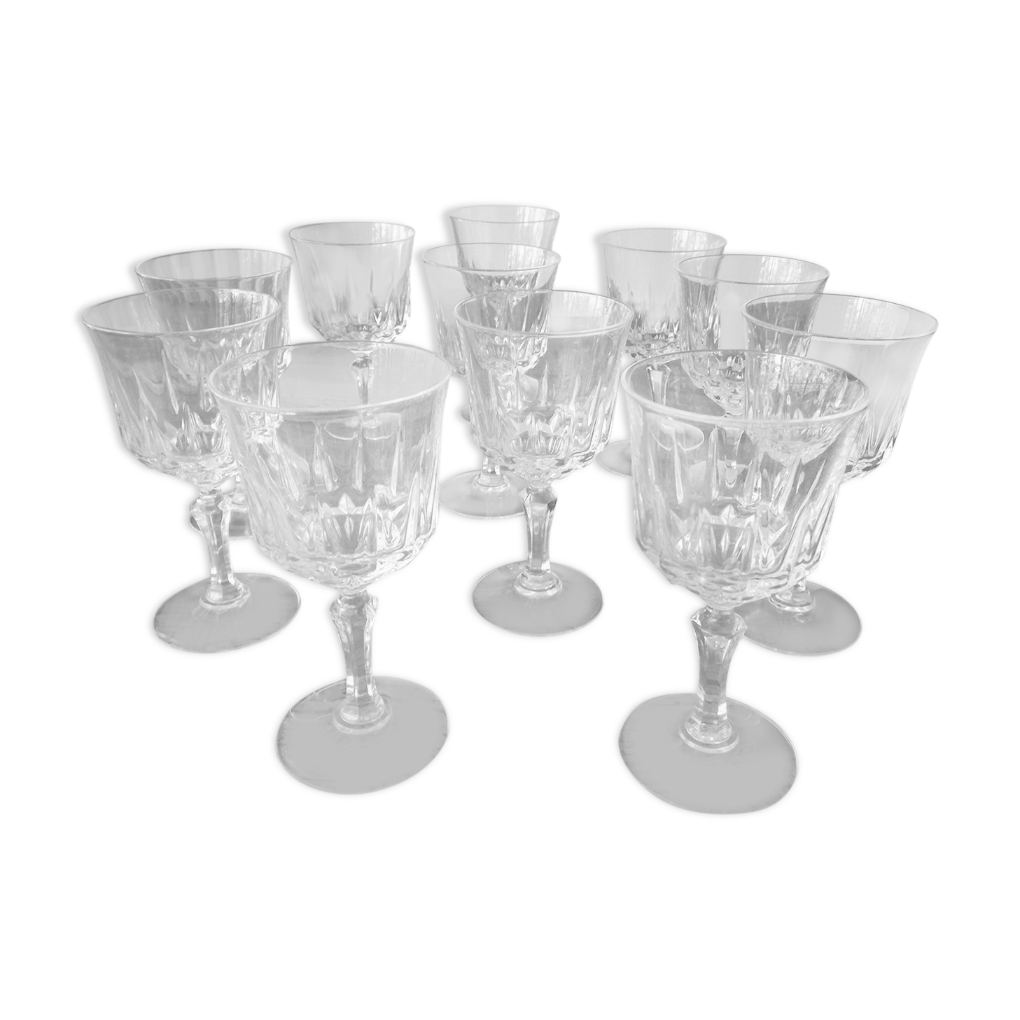 11 crystal wine glasses