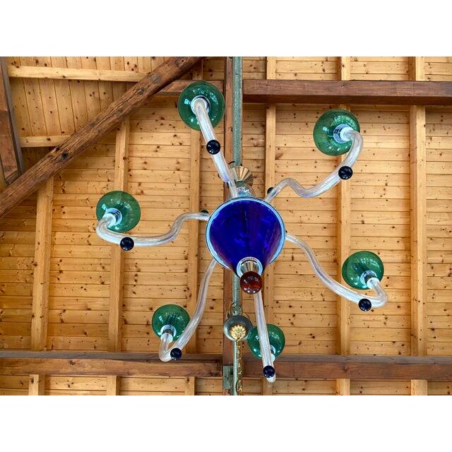 Vintage 1980s multicolor murano glass chandelier