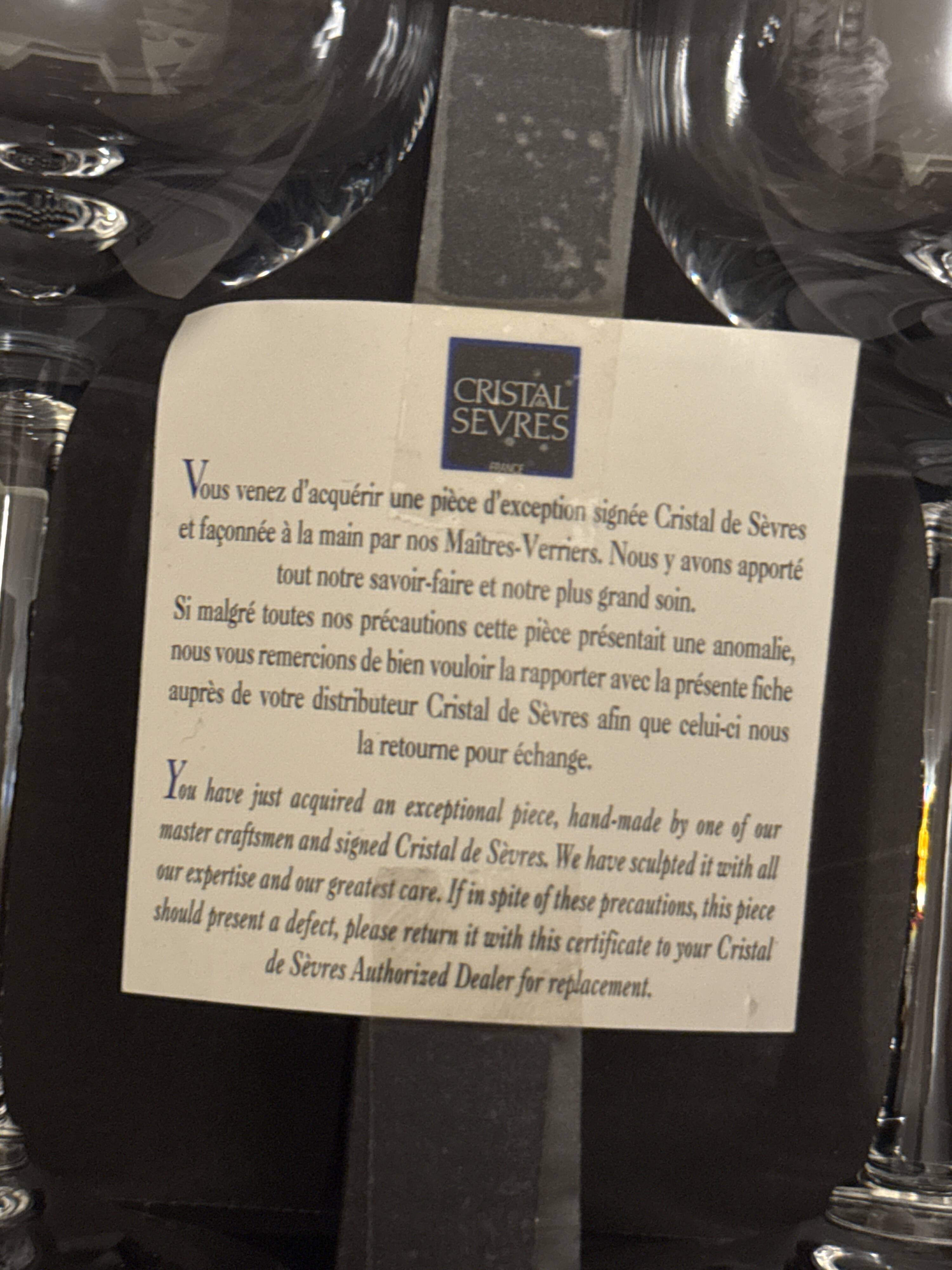 Lot of 4 Crystal Wine Glasses from Sèvres, France