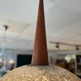 Resin and teak ball pendant light