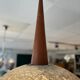 Resin and teak ball pendant light