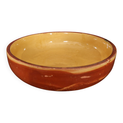 Plat creux terre cuite vernissée XXème