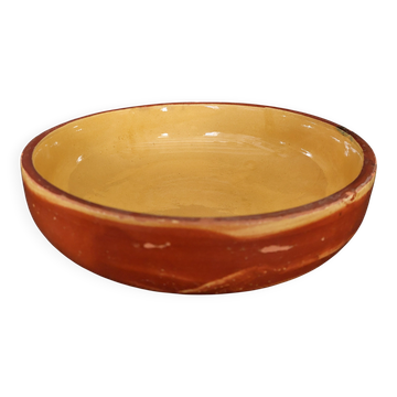 Plat creux terre cuite vernissée XXème
