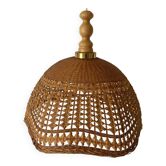Hanging rattan lampshade