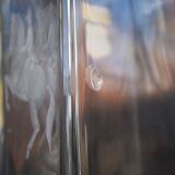 Vintage Mid Century Whiskey Square Engraved Jockey Decanter Lead Crystal