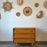 Vintage oak chest of drawers from the 1960s.