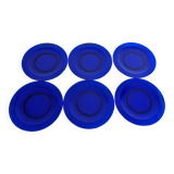 Service of 6 large vintage cobalt blue glass plates by Codec.