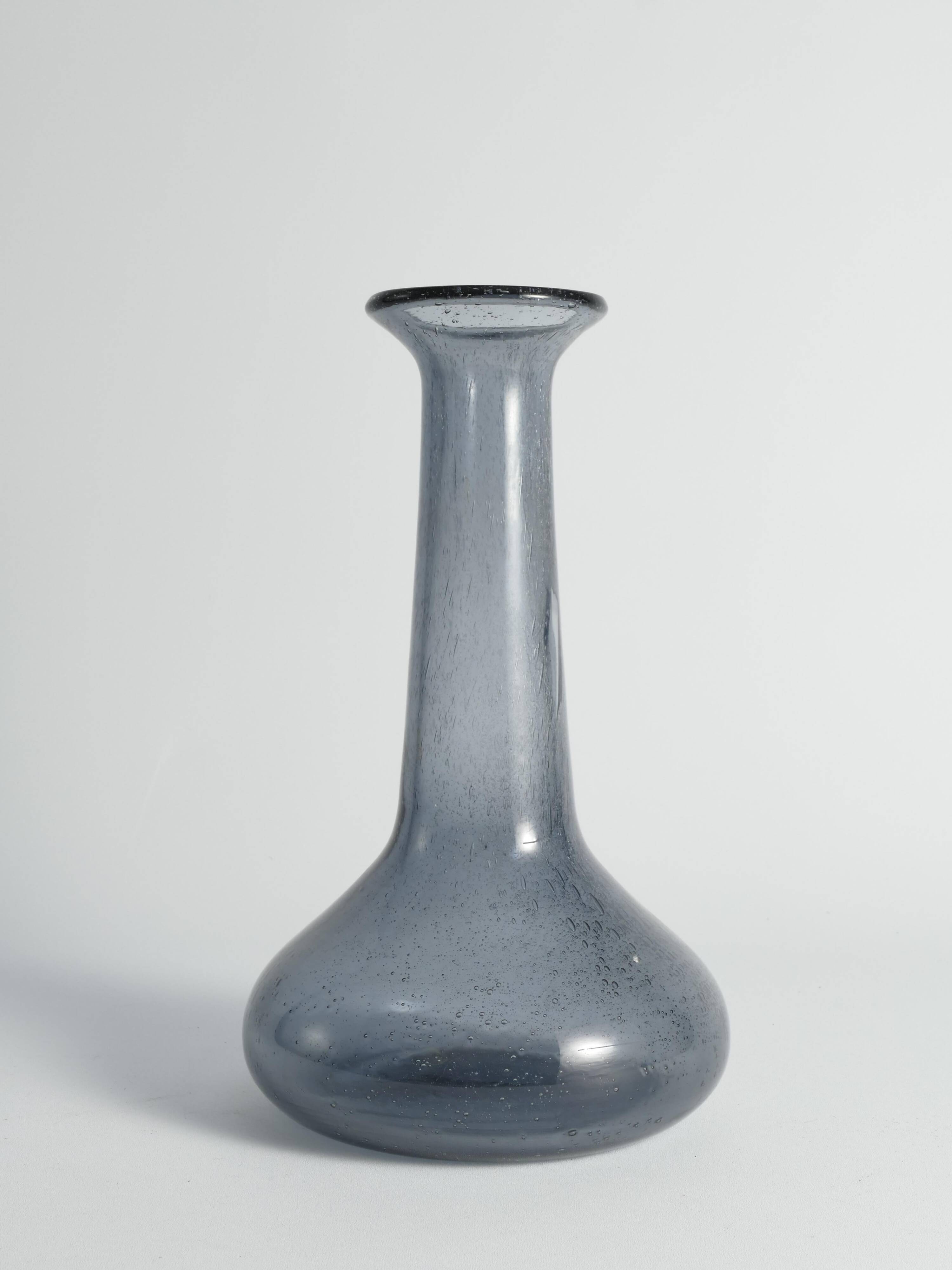 Scandinavian Modern Blue Glass Vase by Erik Höglund for Boda, Sweden 1960's