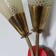Vintage 1950s wall lamp in brass with flower decoration.