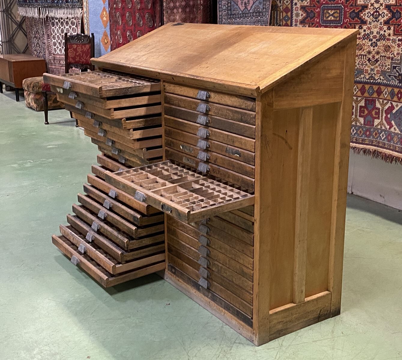 Double oak printer furniture from the 1930s