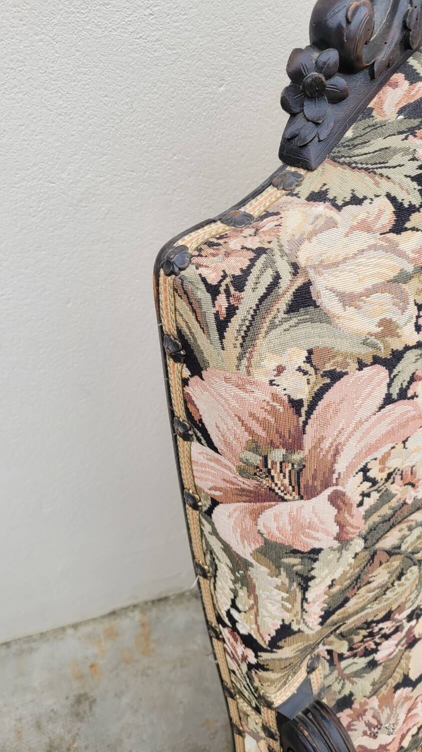 Napoleon III period armchair with floral tapestry, 19th century