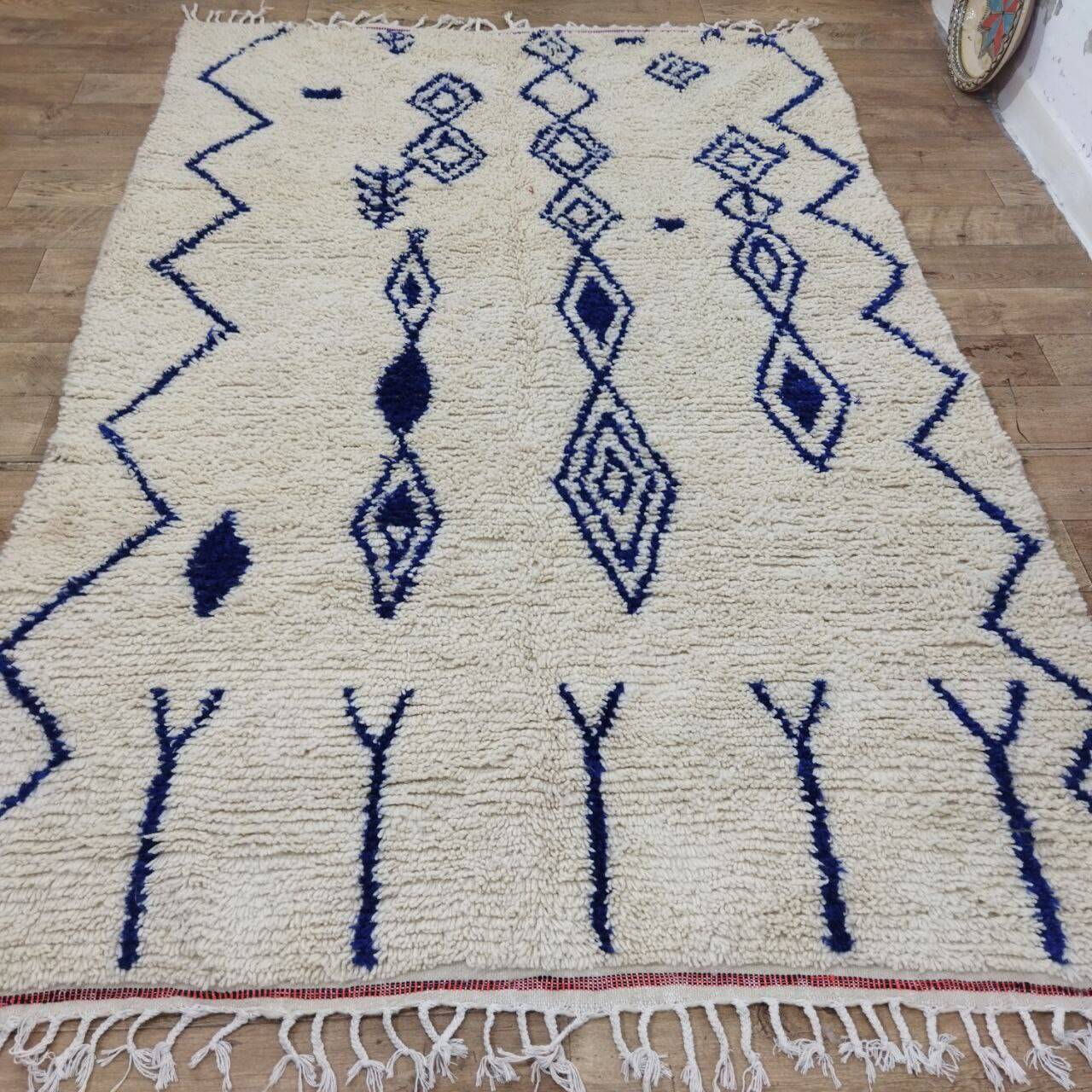 Azilal Vintage Rug 276x180 cm - Blue Geometric Patterns