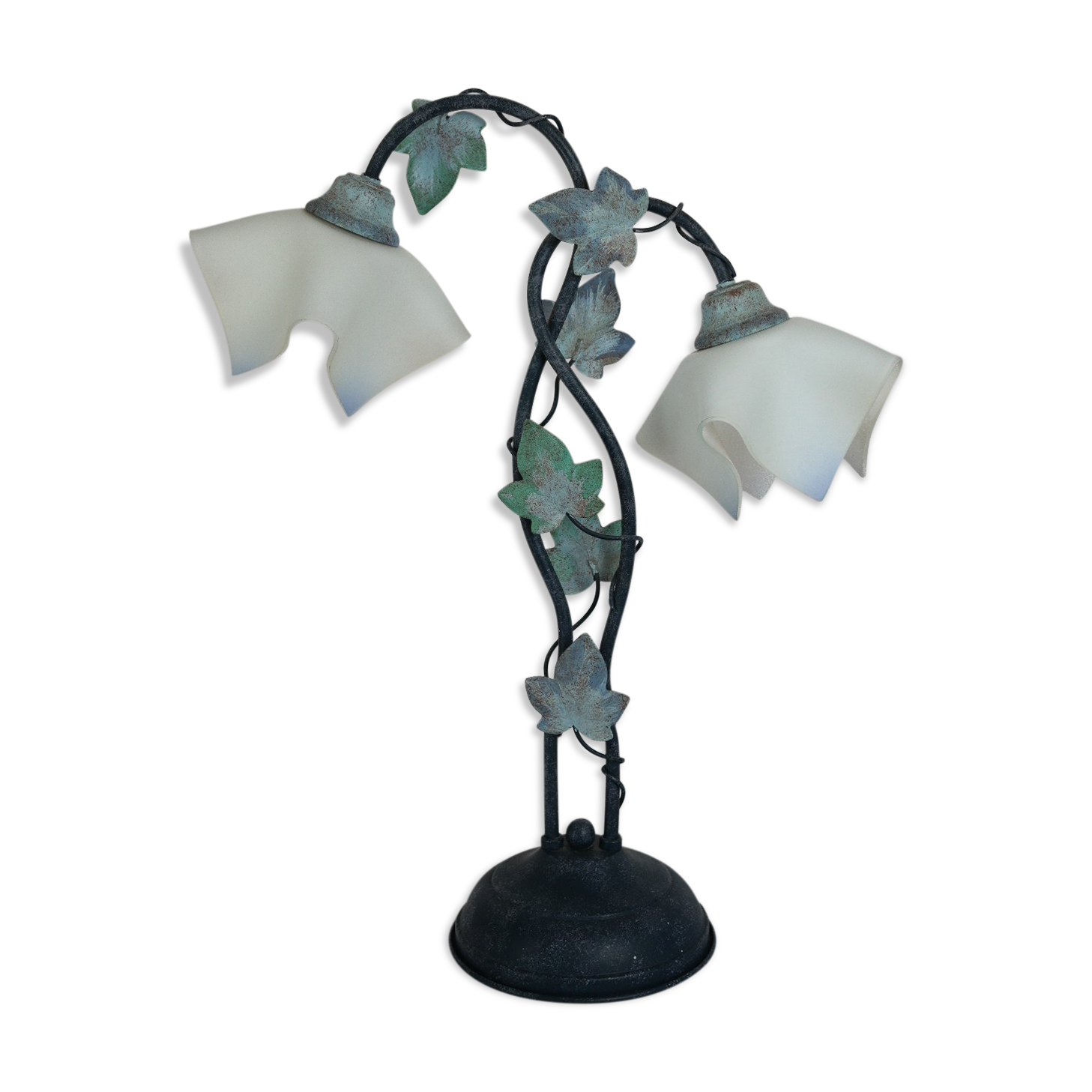 Table lamp in metal and frosted glass by Jean-Pierre Ryckaert, collection "Louisiane" 60's