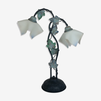 Lampe de table en métal et verre givré par Jean-Pierre Ryckaert, collection "Louisiane" 60's