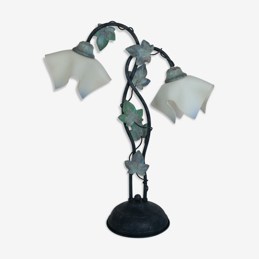 Table lamp in metal and frosted glass by Jean-Pierre Ryckaert, collection " Louisiane" 60's | Selency