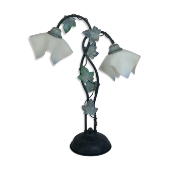 Table lamp in metal and frosted glass by Jean-Pierre Ryckaert, collection "Louisiane" 60's