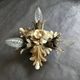 Vintage Florentine floral hand-forged silver-plated 3-light flush mount from Banci Firenze, Italy, Florence 1960s, set of 5